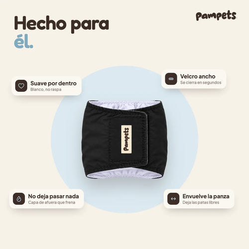 Pañal lavable para perro macho